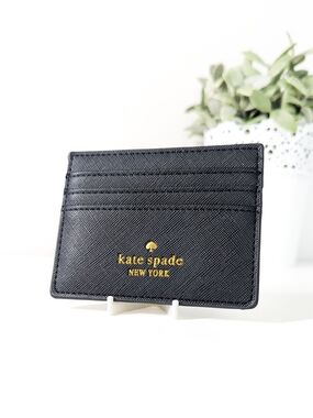 Kate Spade Greta Court Graham Wallet Card Holder Black Glitter Glam Chic Cash